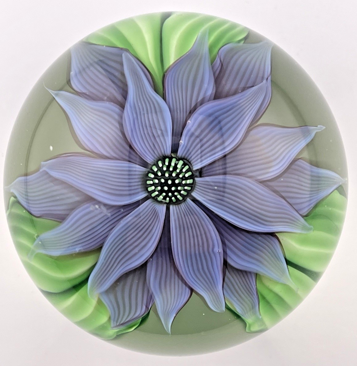 Orient & Flume VTG LE Steven Byers Purple Dahlia Glass Paperweight 3.1″ (READ)