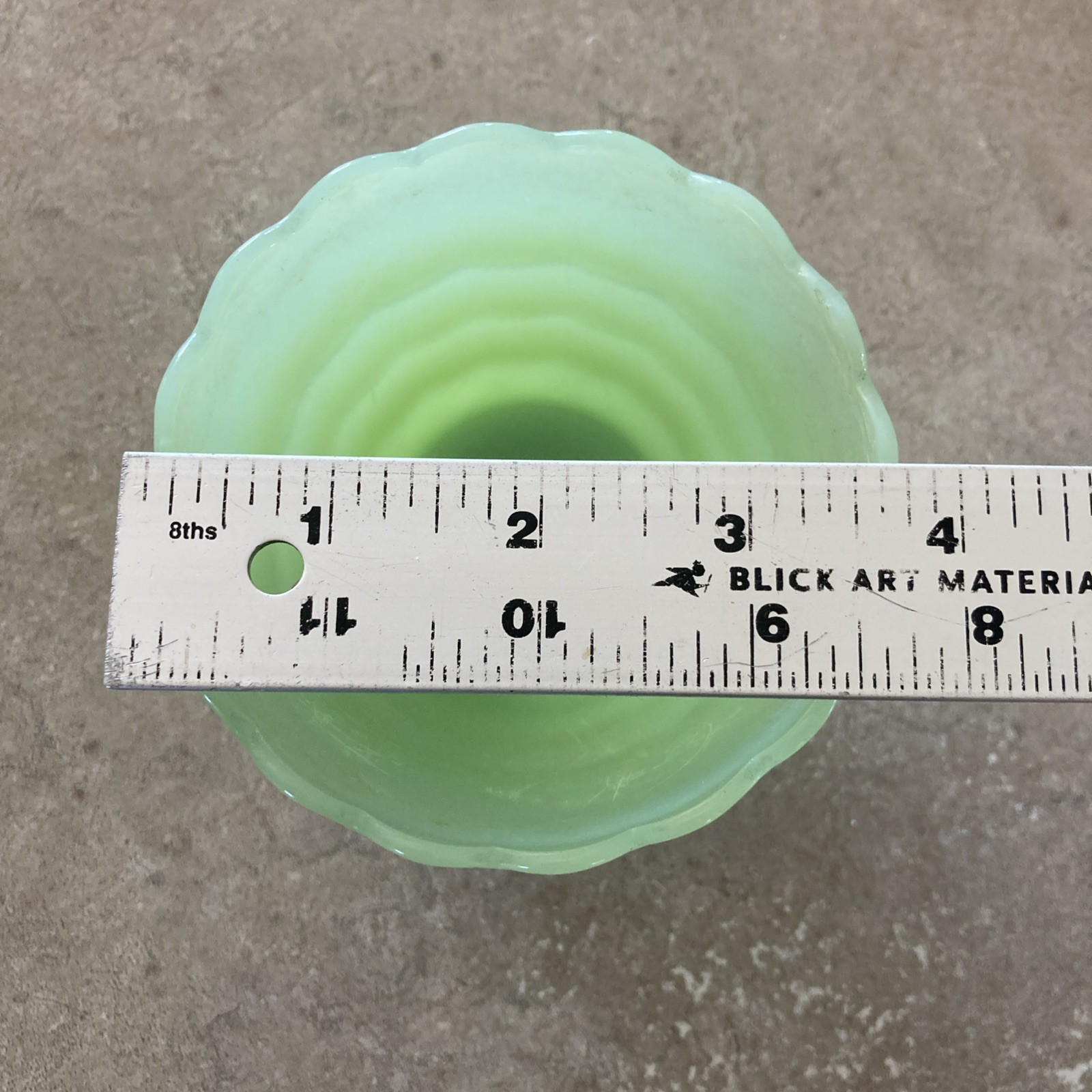 VTG Anchor Hocking Fire-King Jadeite Scalloped Flower Pot/Planter 1950s Ruffled