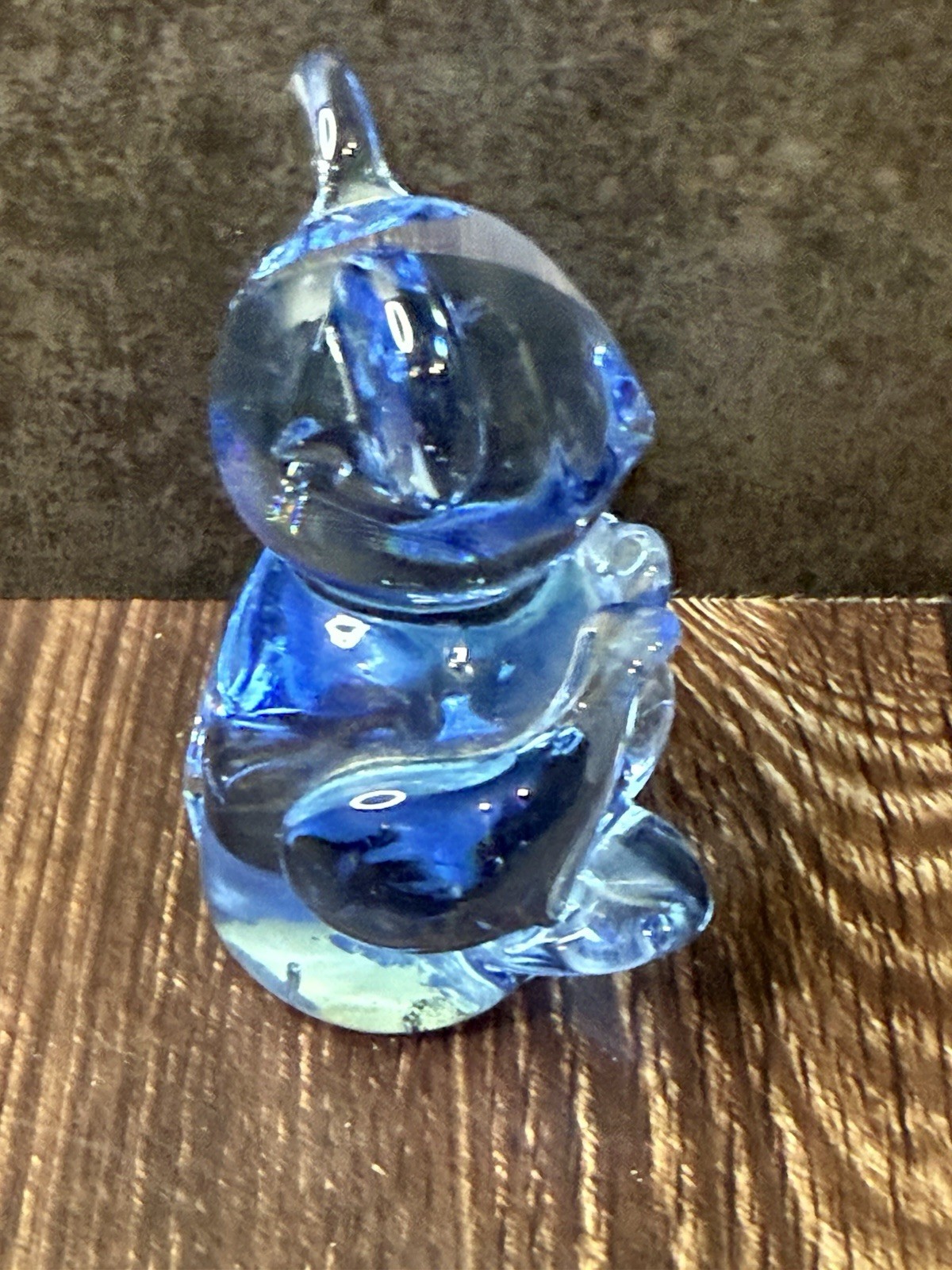 VTG Blown Glass Blue Bear Figurine United States Commemorative Fine Arts Gallery