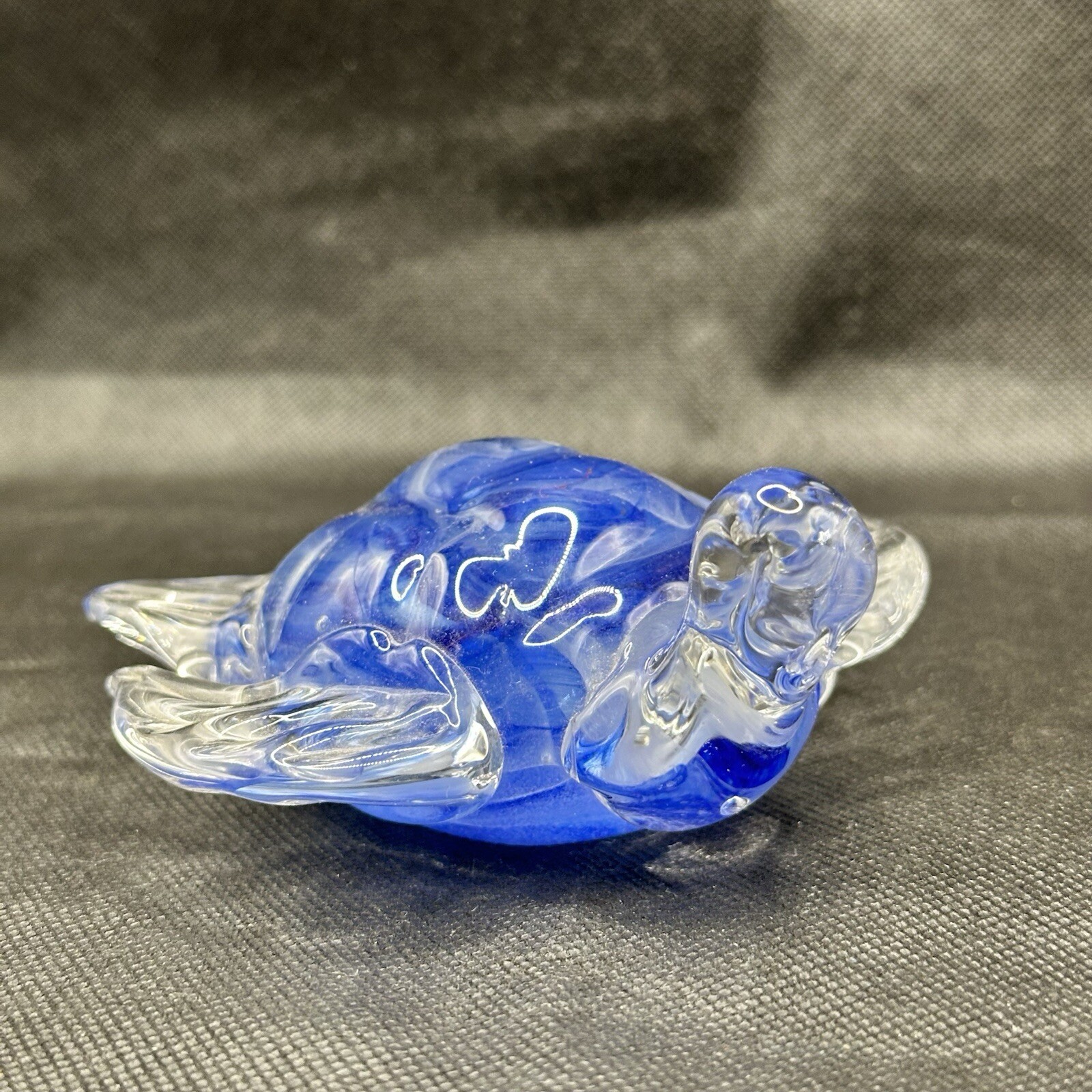 Glass Sea Turtle Paperweight Figurine Dynasty Gallery Handcrafted Blue & Clear