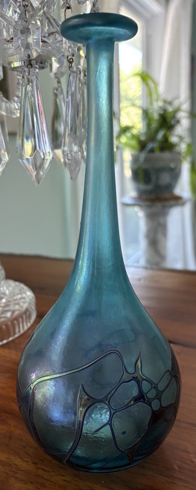 Robert Held Handcrafted Art Glass Sculpture Raindrop Vase, Iridescent, Signed
