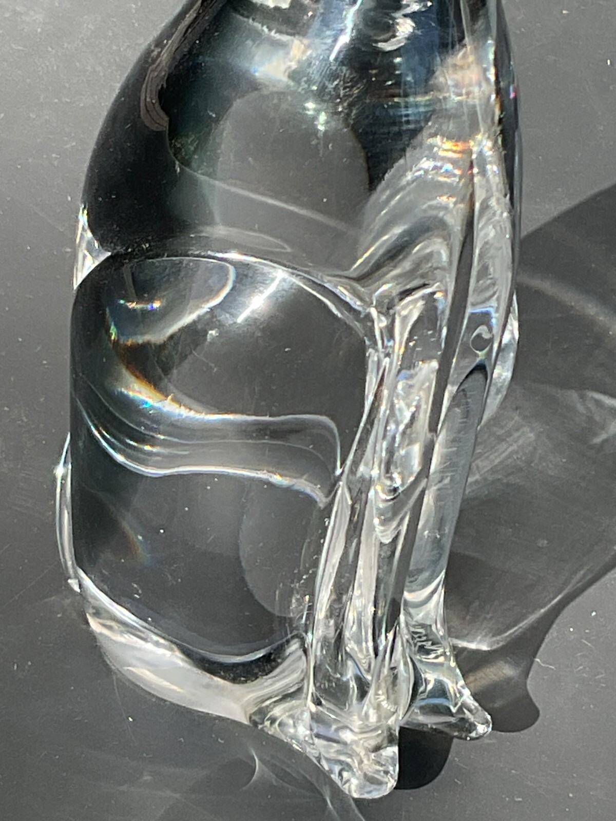 Atomic Cat Clear & Gray Gradient 8.5″ Sculpture-V. Nason & C. Murano Italy Label