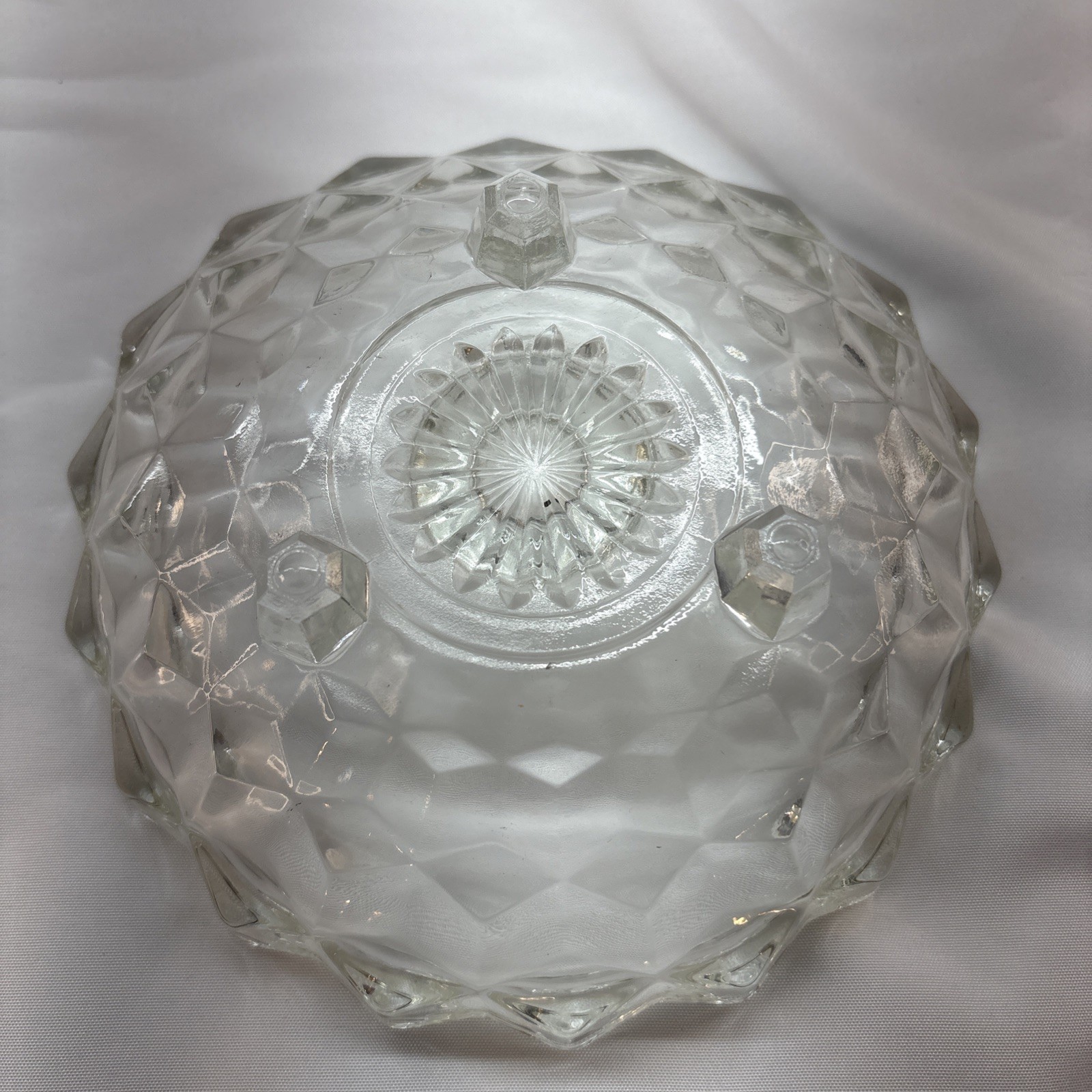 2 Vtg. Fostoria American Cubist Clear Glass Candle Holder 3 Footed