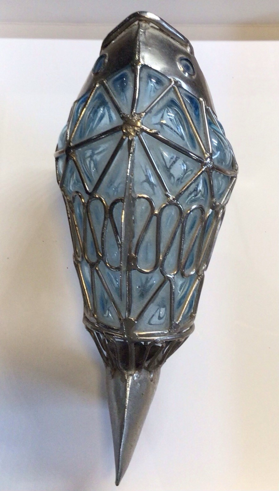 Glass & Wire Frame Blown Glass Pier 1 Blue Fish