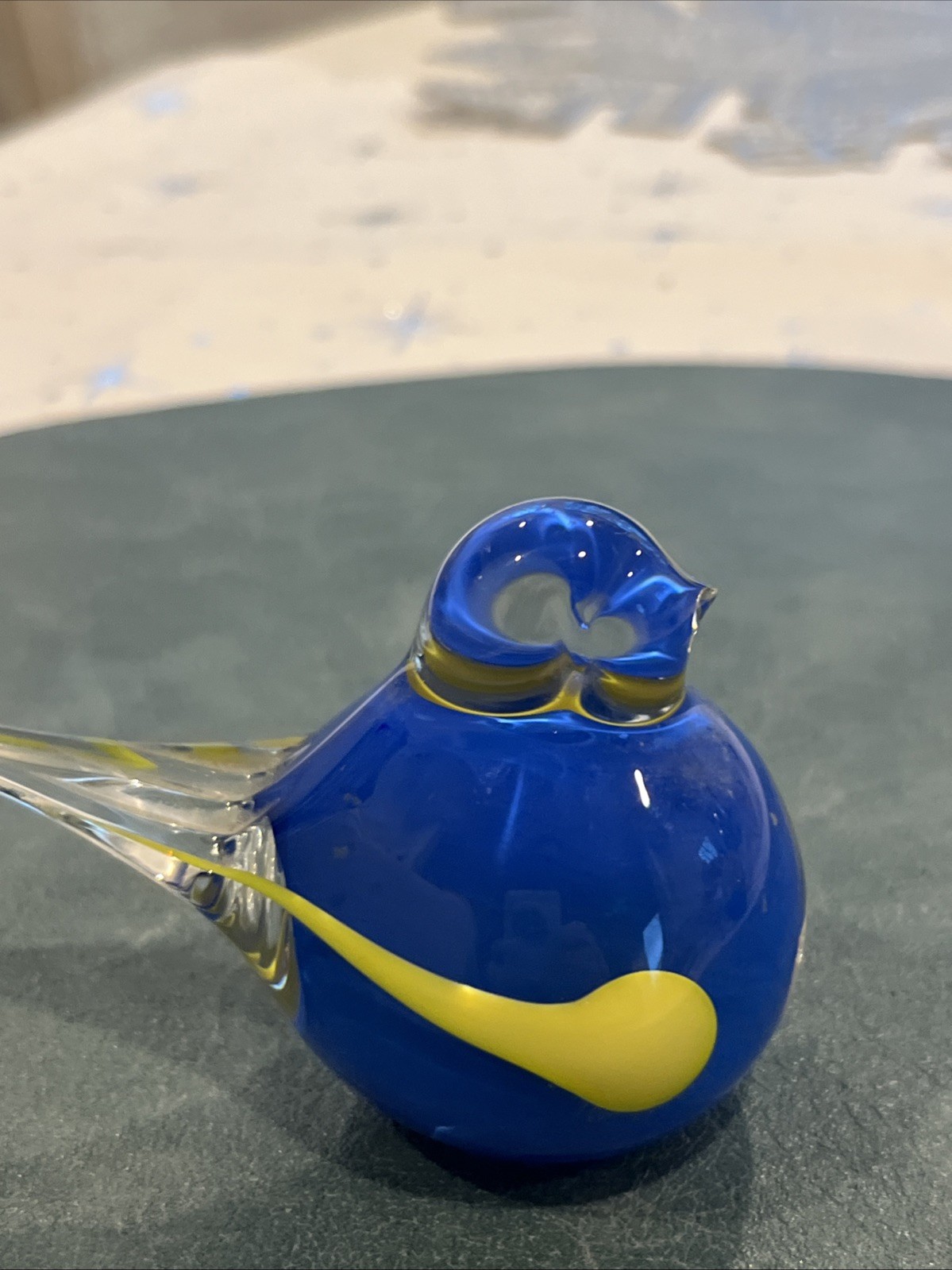 Vintage Hand Blown Clear Glass Bird Paperweight – Sweden – Lindshammar