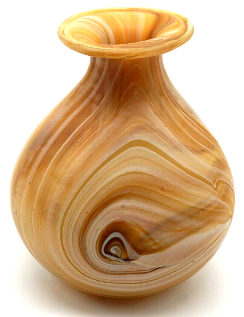 Beautiful Natural Stone like Caramel Swirl and Amber Textured Glass Vase