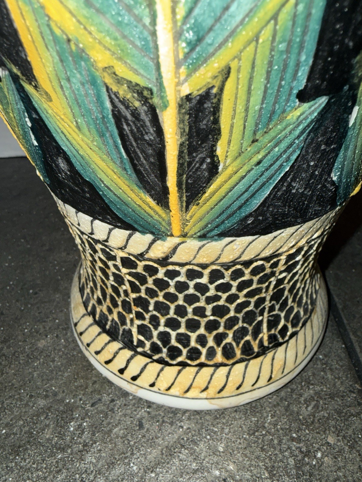 Vintage Sunflower Pottery Urn Style Textured Vase