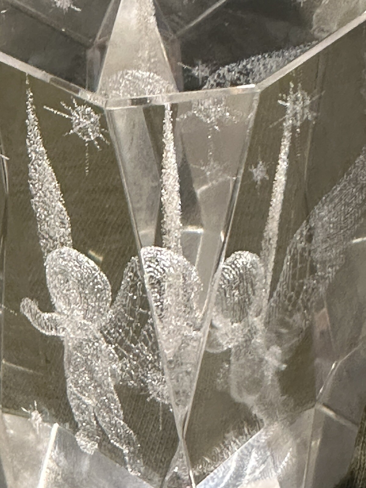 Laser Etched Glass Baby Angel Winged Cherub Paperweight Glass – 3.25 inches tall