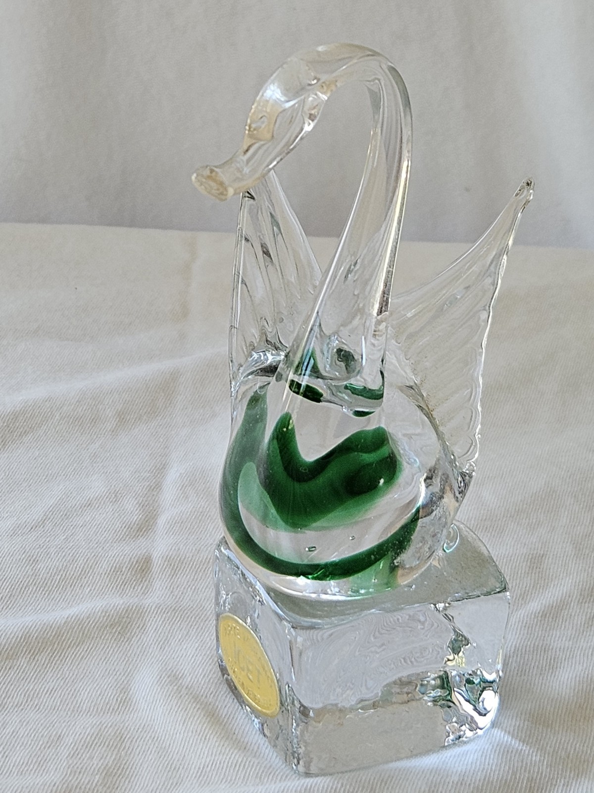 Vecchia Murano Glass Swan Figurine Hand Blown Art approx 4 1/2″ tall