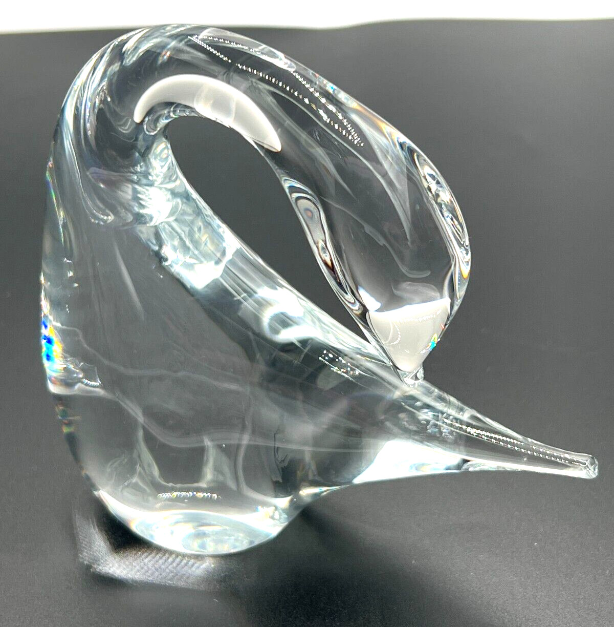 Marcolin Swedish Crystal Swan Art Glass Signed Hand Blown Murano Styled Glass