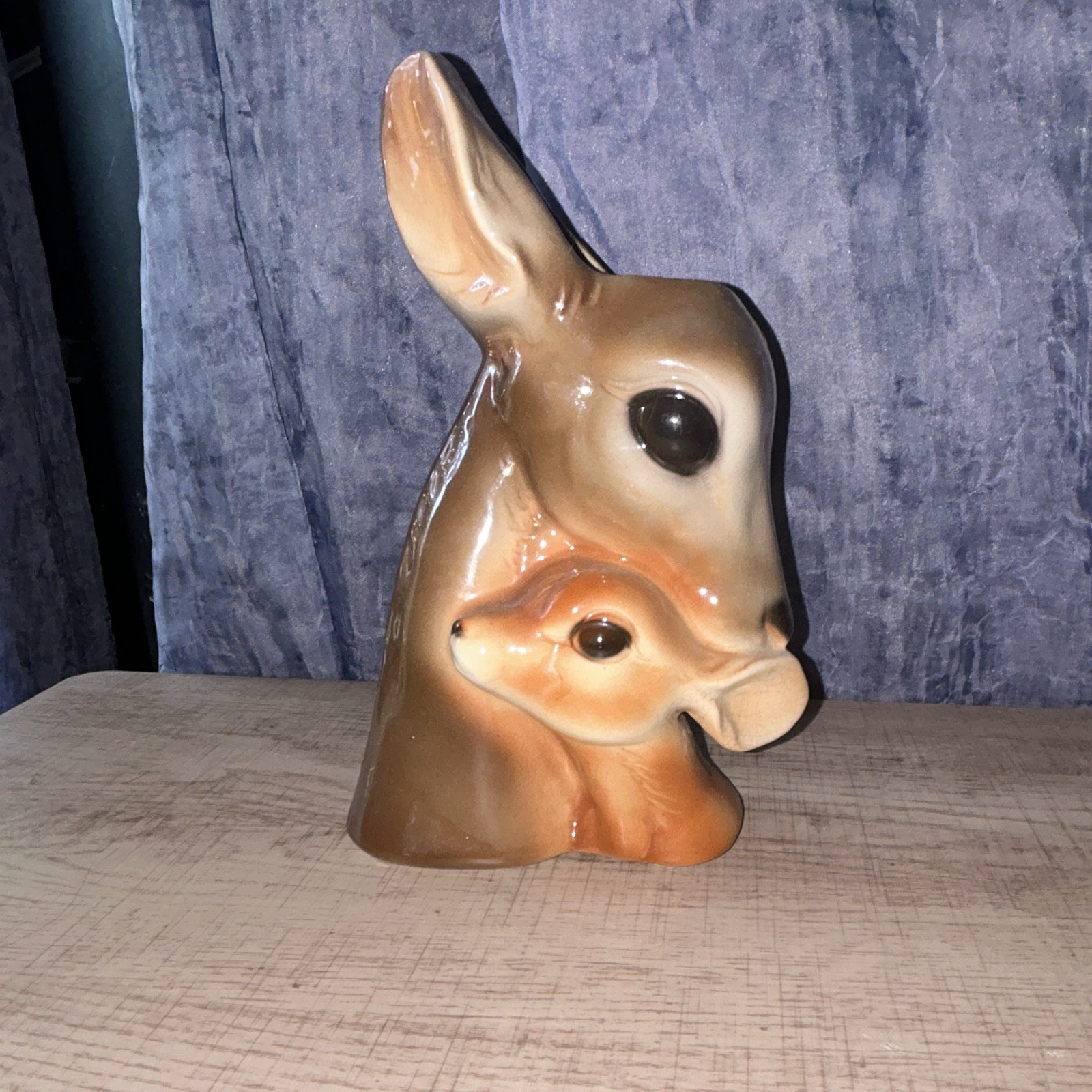 Ceramic Deer Figural Planter, Beige & Brown Glossy, Mid 20th Century