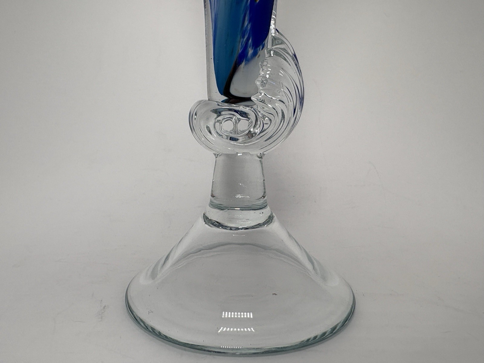 Artisanal Hand Blown Art Glass Multicolor Vase 8.5” Confetti Swirl Art Blue