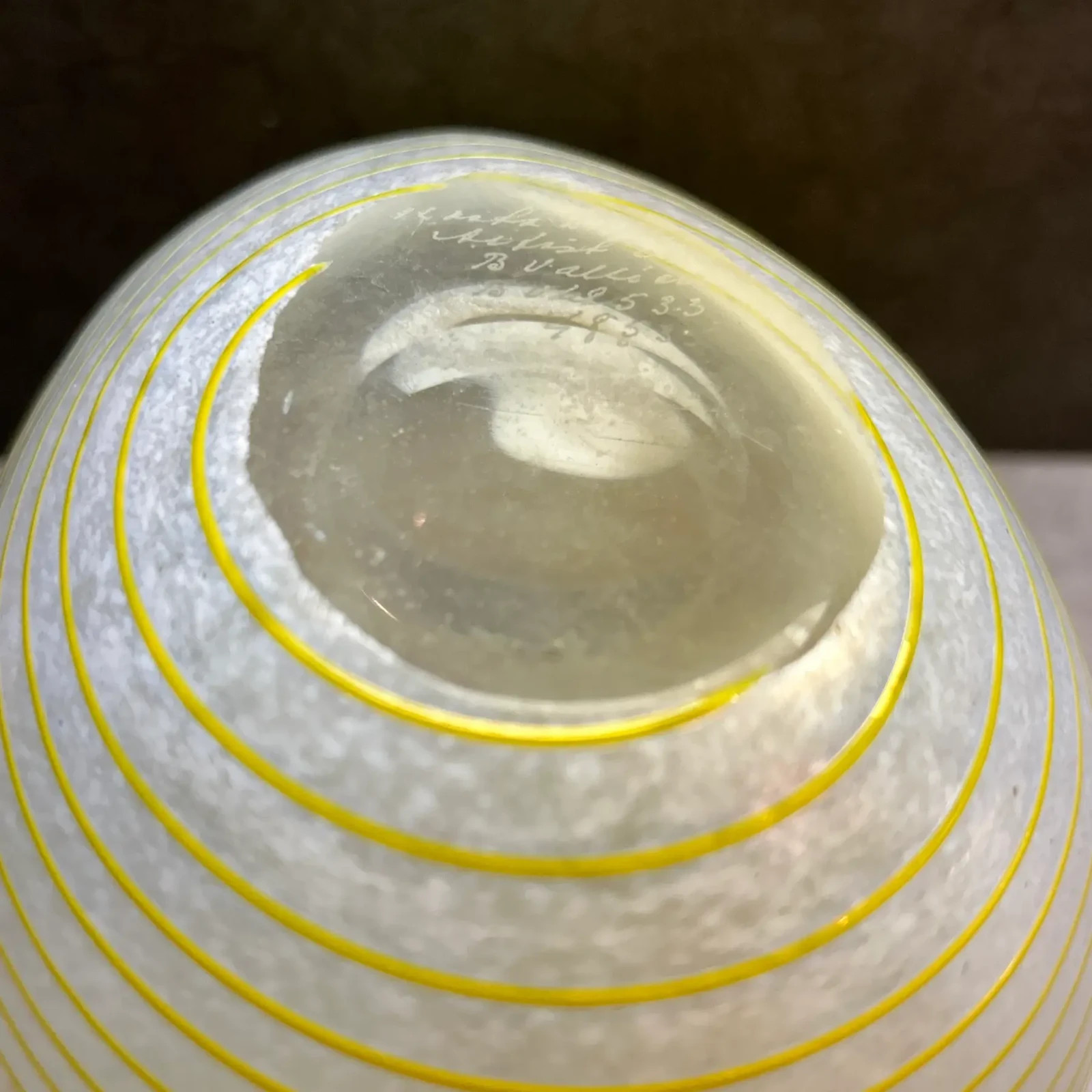 1980s Handblown Kosta Boda Bertil Vallien Aphrodite Asymmetric Yellow White Vase