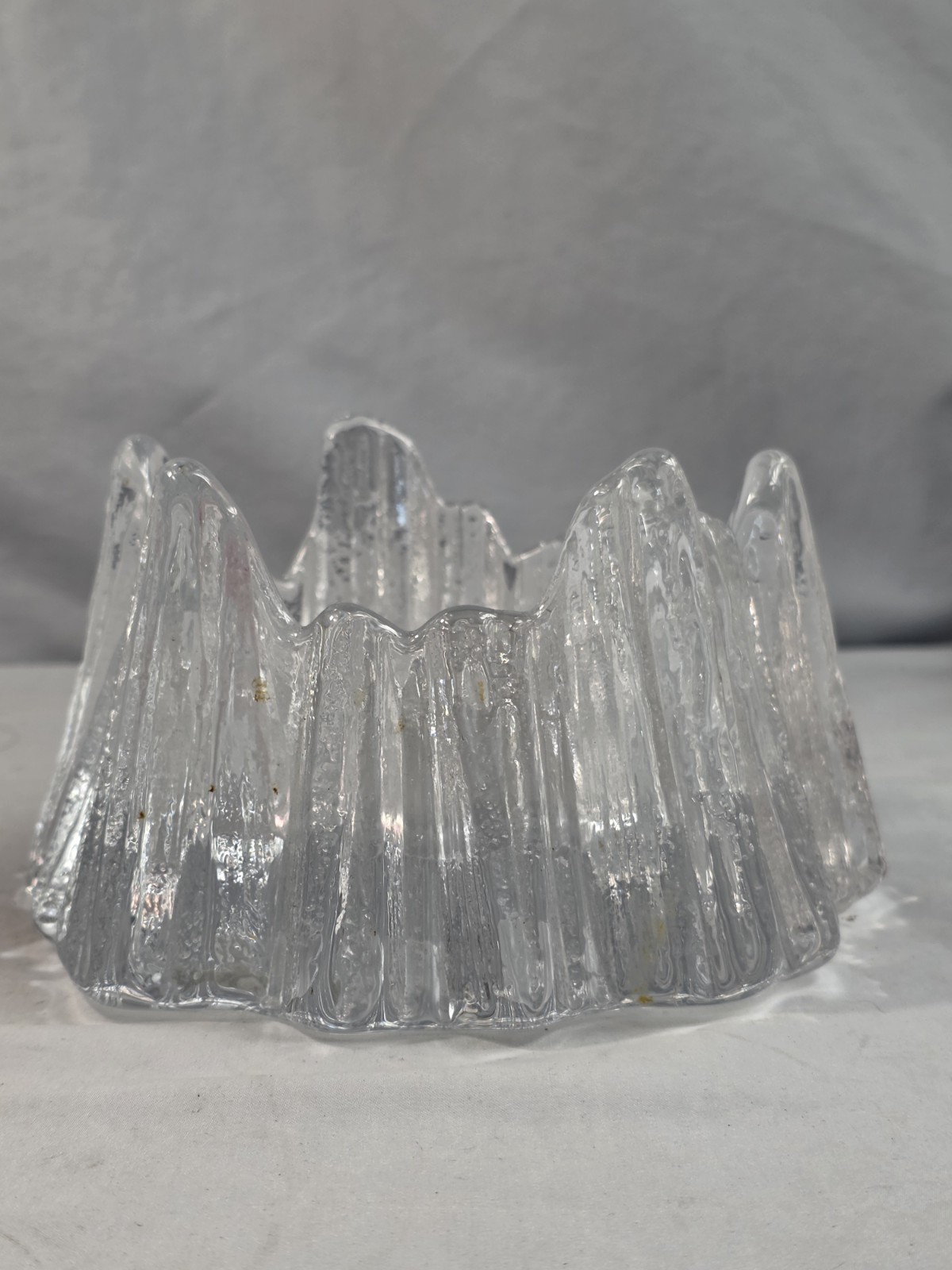 MCM Rune Strand Nybro Crystal Swedish Art Glass Volcano Votive Candle Holder 104