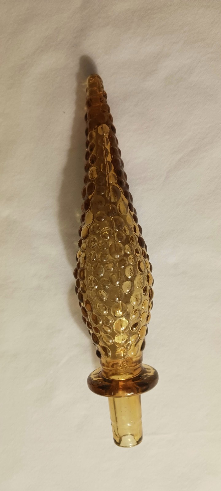 Vintage Empoli Honey Amber Genie Bottle Bubble Hobnail Stopper Only~8″