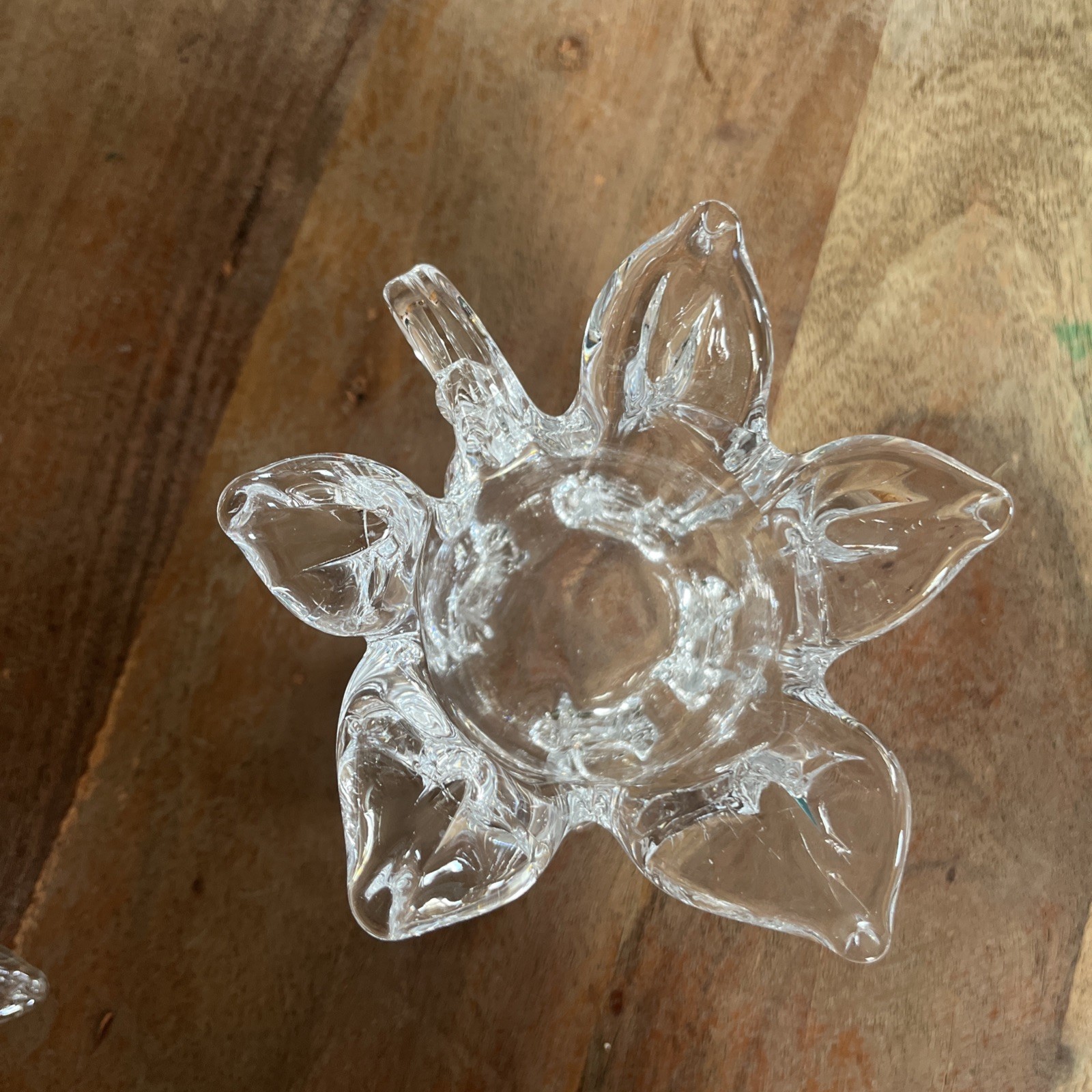 Vintage Lead Crystal Glass Flower Hand Crafted Riekes Chalet Trinket Holder Set