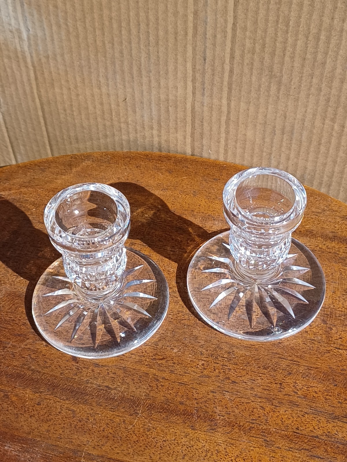 Waterford Crystal Vintage BLARNEY Pattern Candlestick Holders Pair 3 3/8″