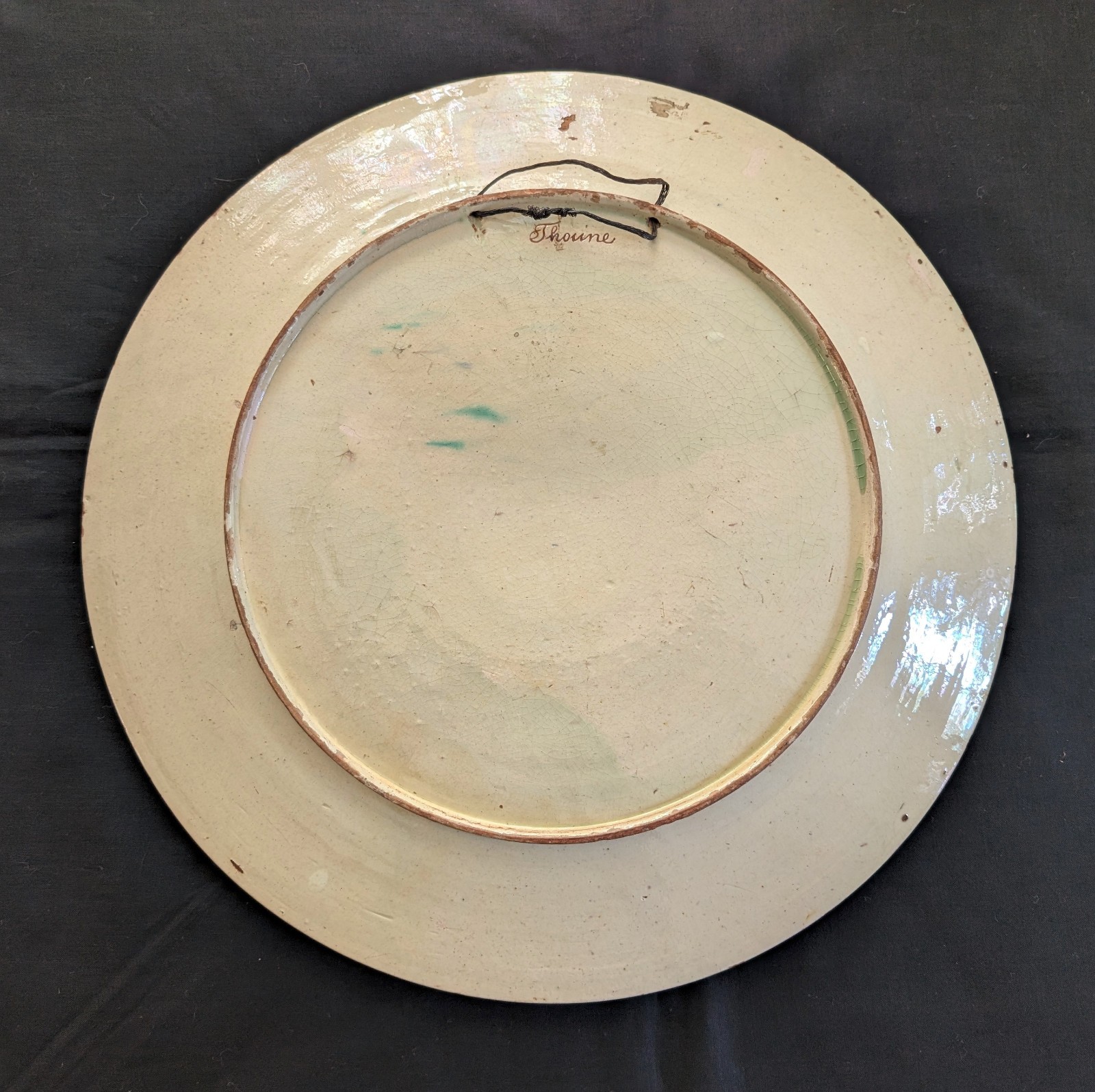 Antique Thoune Large Wall Charger Plate Swiss Majolica Pottery Switzerland