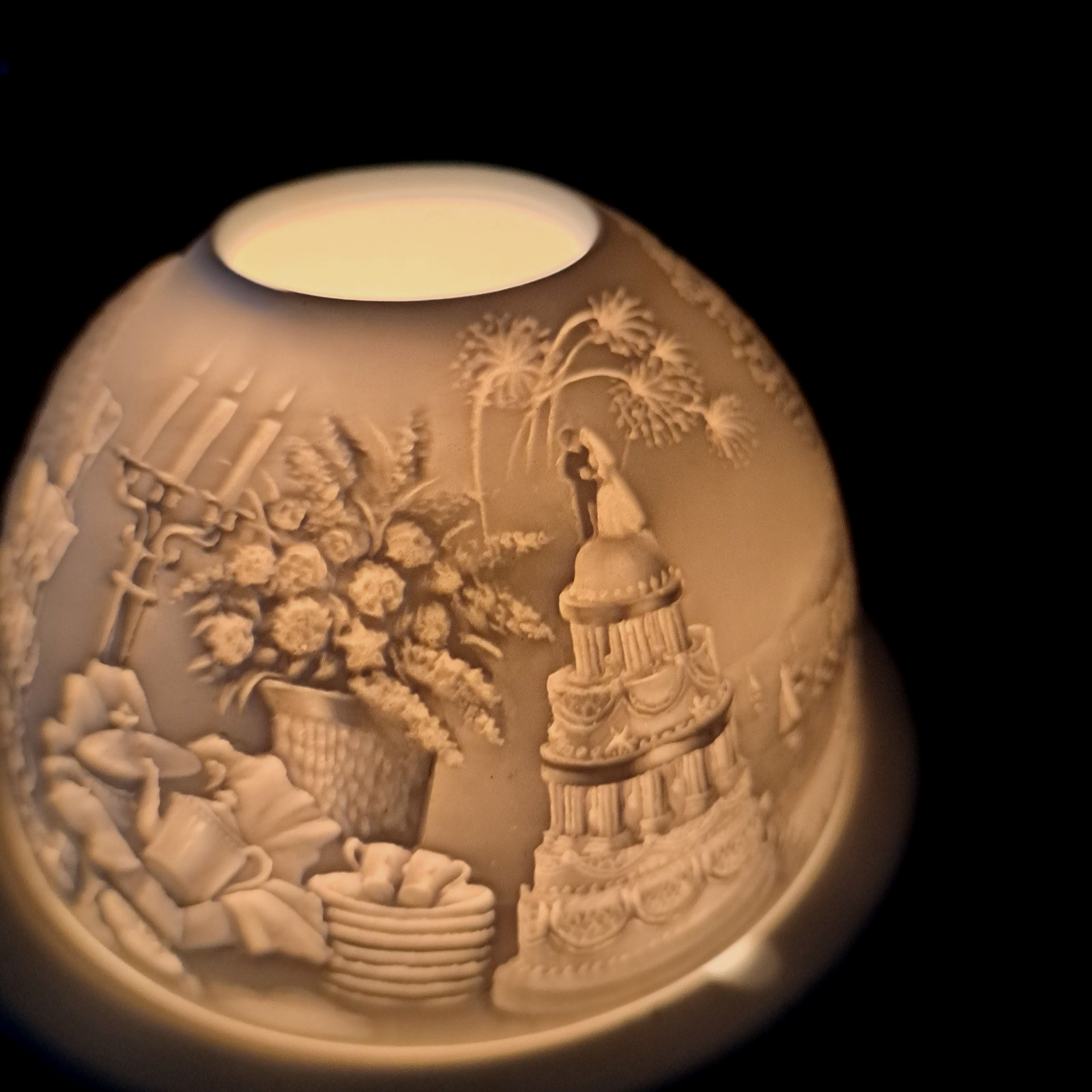 Bernardaud Limoges Lithopane Porcelain Votive Candle Holder Wedding Garden