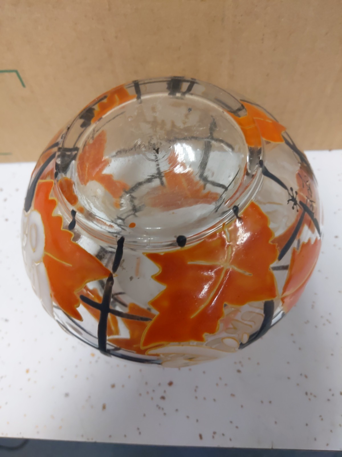 ADRIEN MAZOYER SIGNED ART GLASS FLORAL 4.5″TALL 6″ W VASE