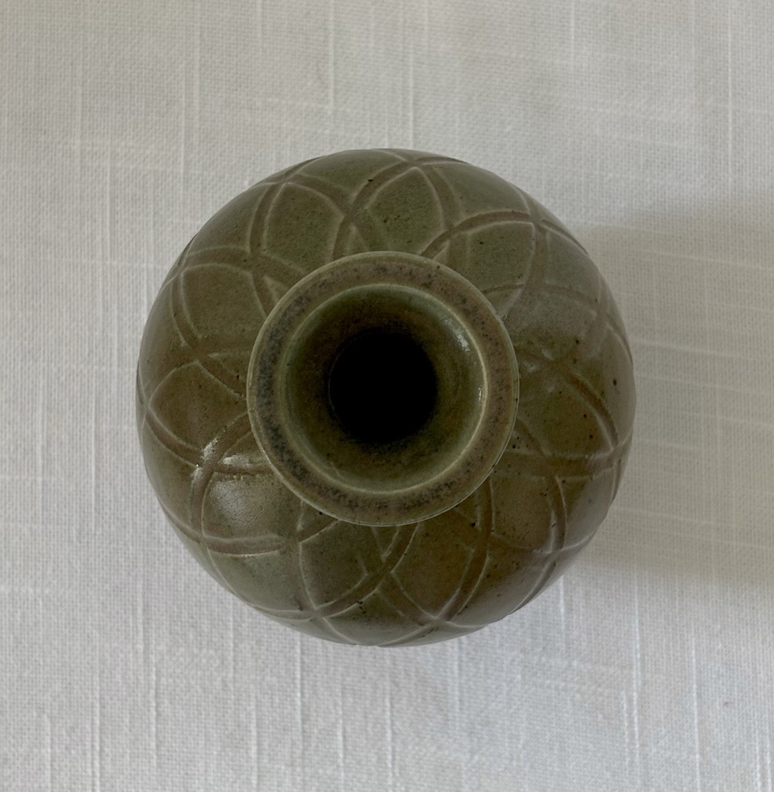 Signed MARK NAFZIGER Studio Art Pottery Bud Vase 4.75” Green, Brush Creek~ Ohio