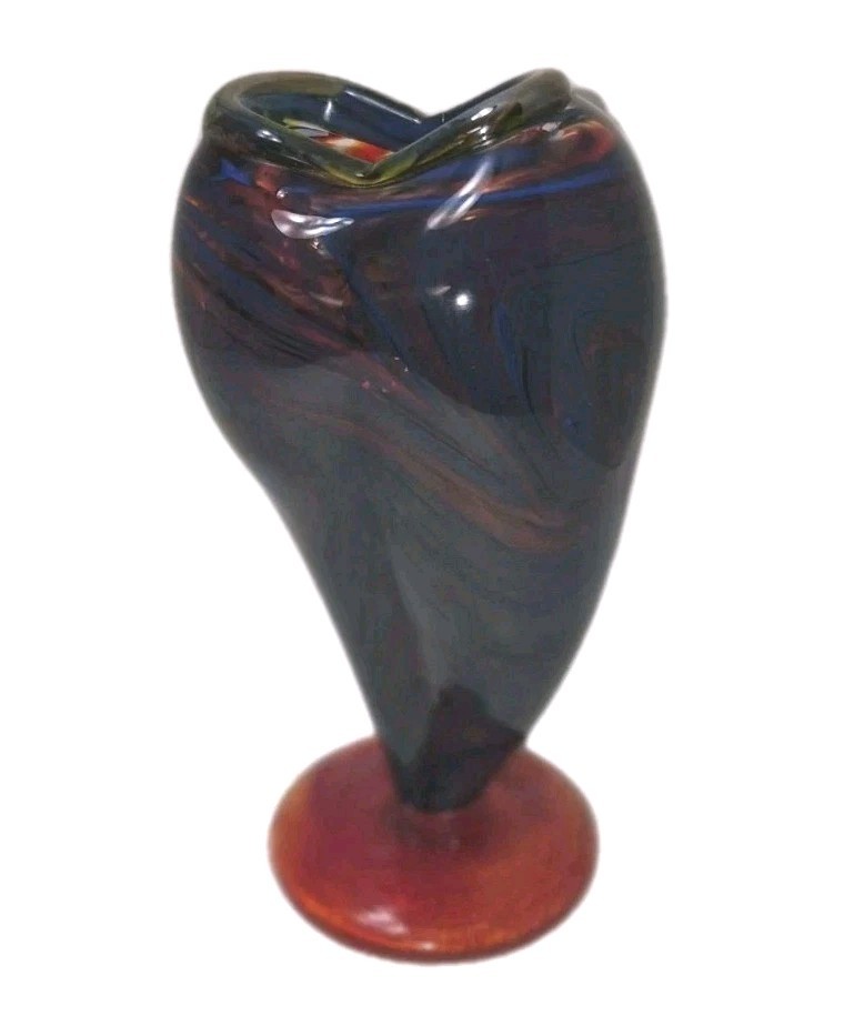 Unique Heart Or Femenine Curves Art Glass Vase Signed BFG Maybe Big Field Glass?