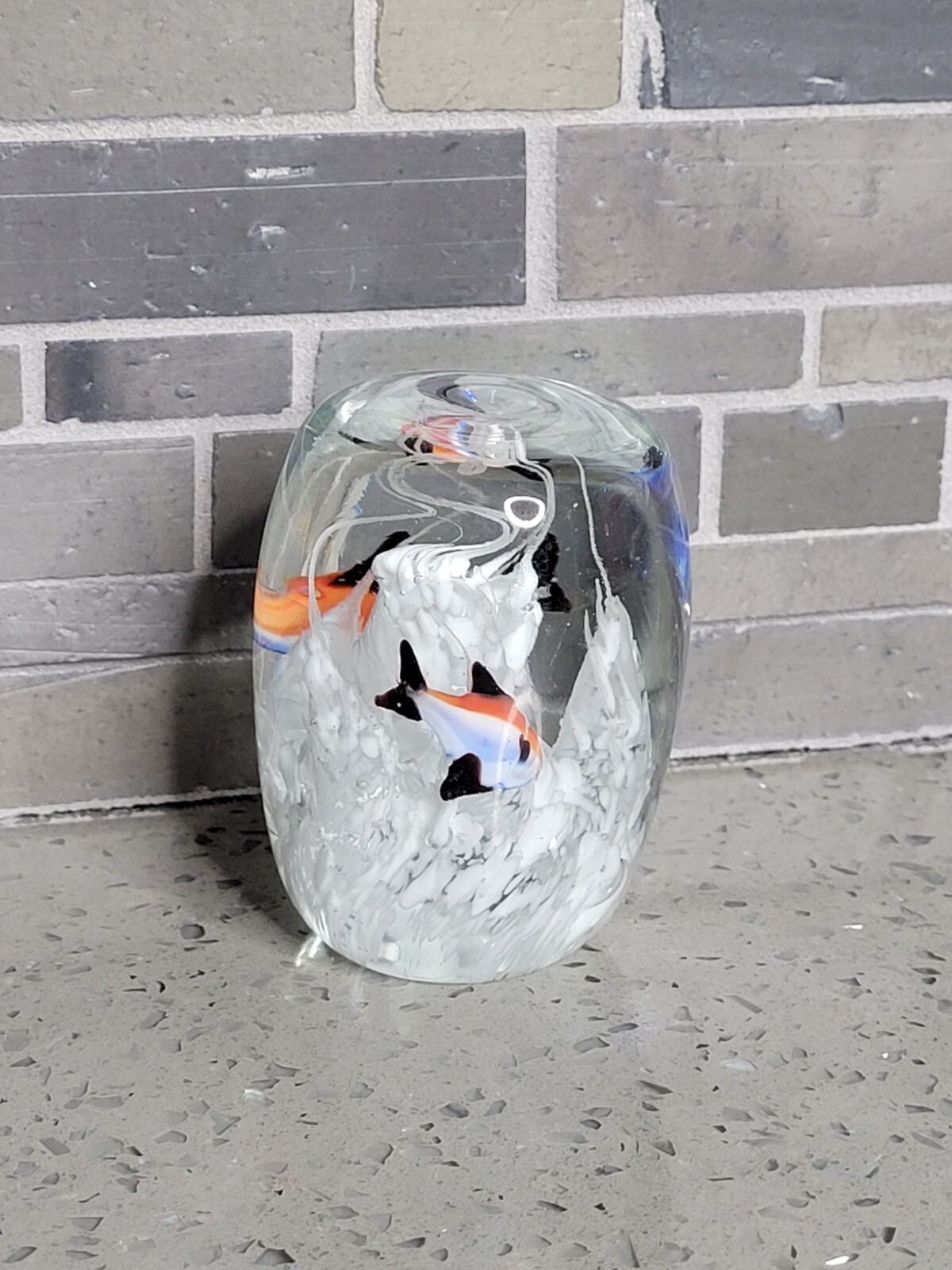Vintage Angel Fish and Reef Clear Paperweight 2.75 x 2 Inches Fish Bowl Aquarium