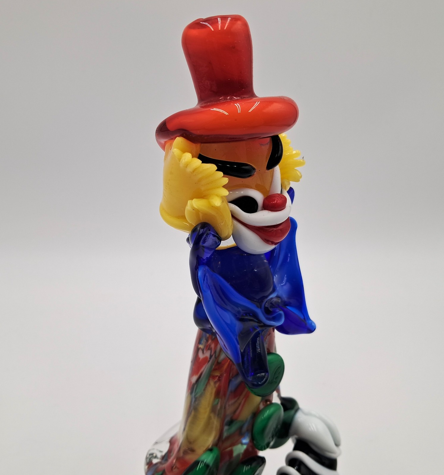 Murano Style Art Glass ~ Clown with an Accordian ~ 10 Inches tall