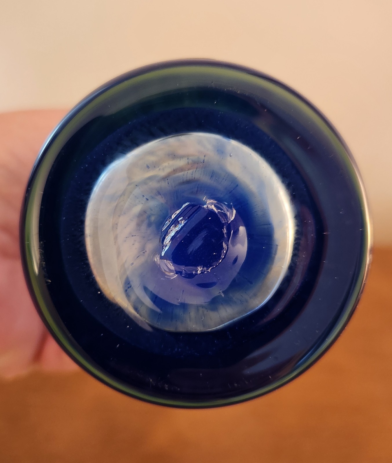 Vintage Kerry Glass Aurene Bottle Vase in Attenuated Form 12″ Blue/White Ireland