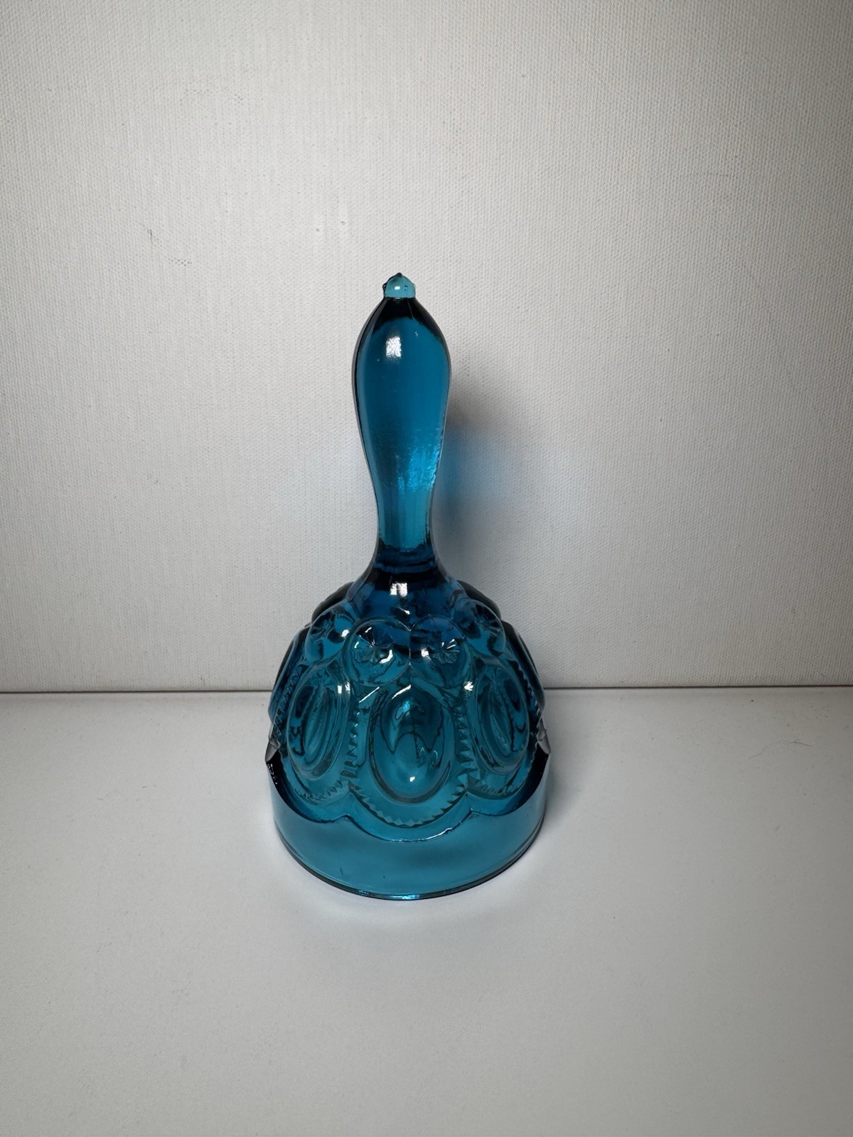 Vintage L E Smith Blue Glass Moon & Stars Decorative Bell With Clapper