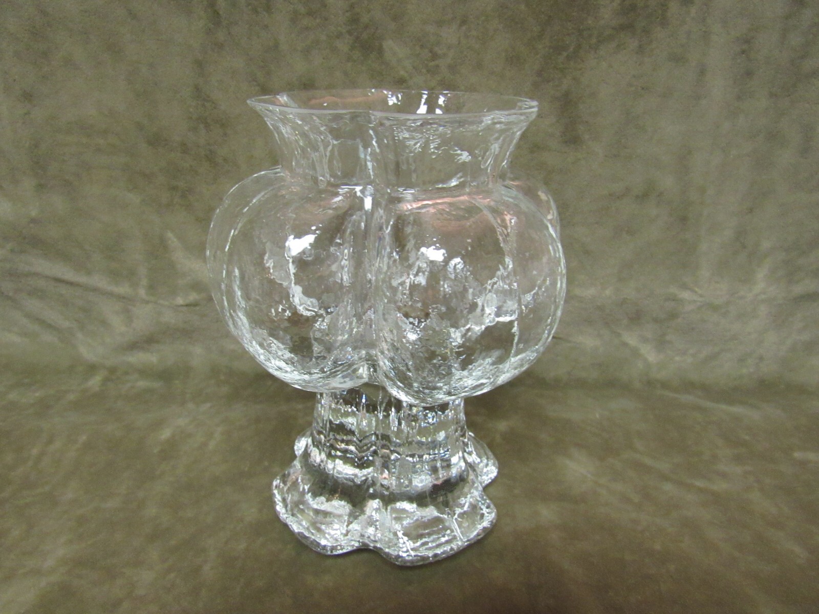 Vintage Mid Century Art Glass Vase in Clear Color with Textured Surface Design