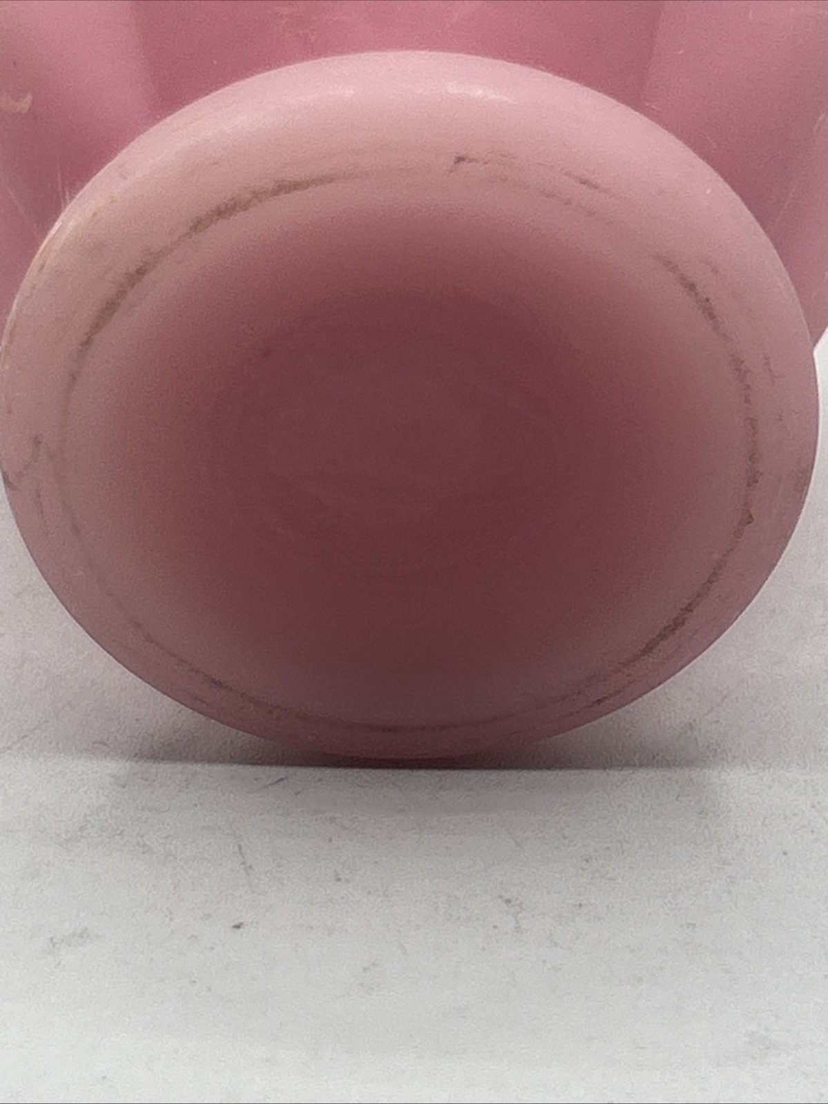 Fenton Art Glass Rose Satin Ruffled Melon Vase 1970’s Vintage 6″ tall Pink Matte