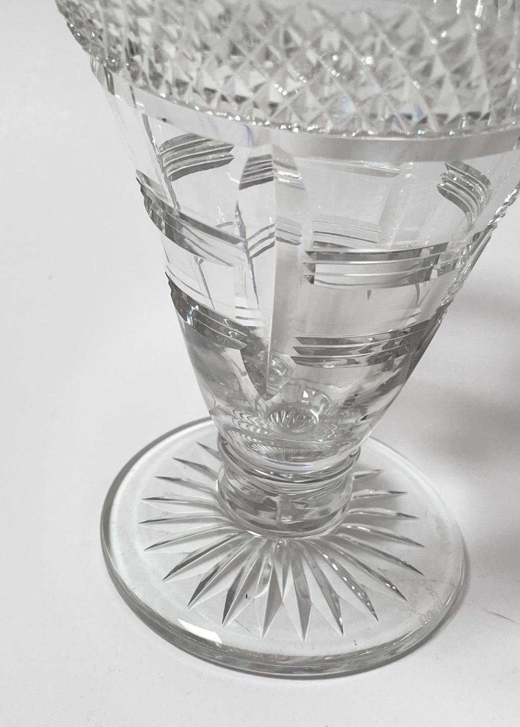 VINTAGE STOURBRIDGE GLASS Co CUT CRYSTAL VASE ART DECO SIGNED