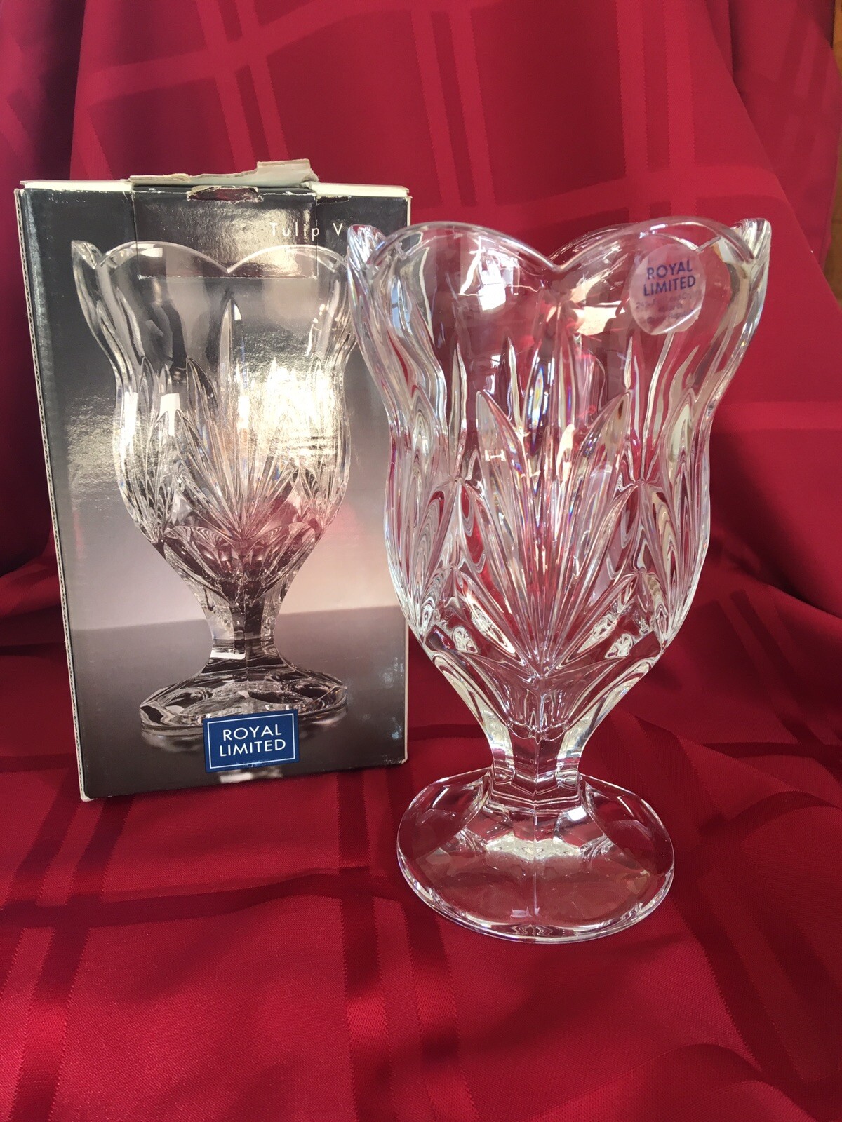 ROYAL LIMITED CRYSTAL Tulip Vase 24% Lead Czech 