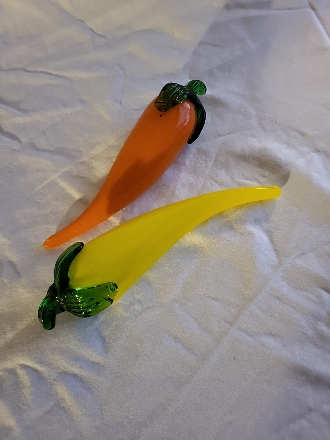 Glass Hot Peppers Orange And Yellow Hand Blown Unmarked A Must Have