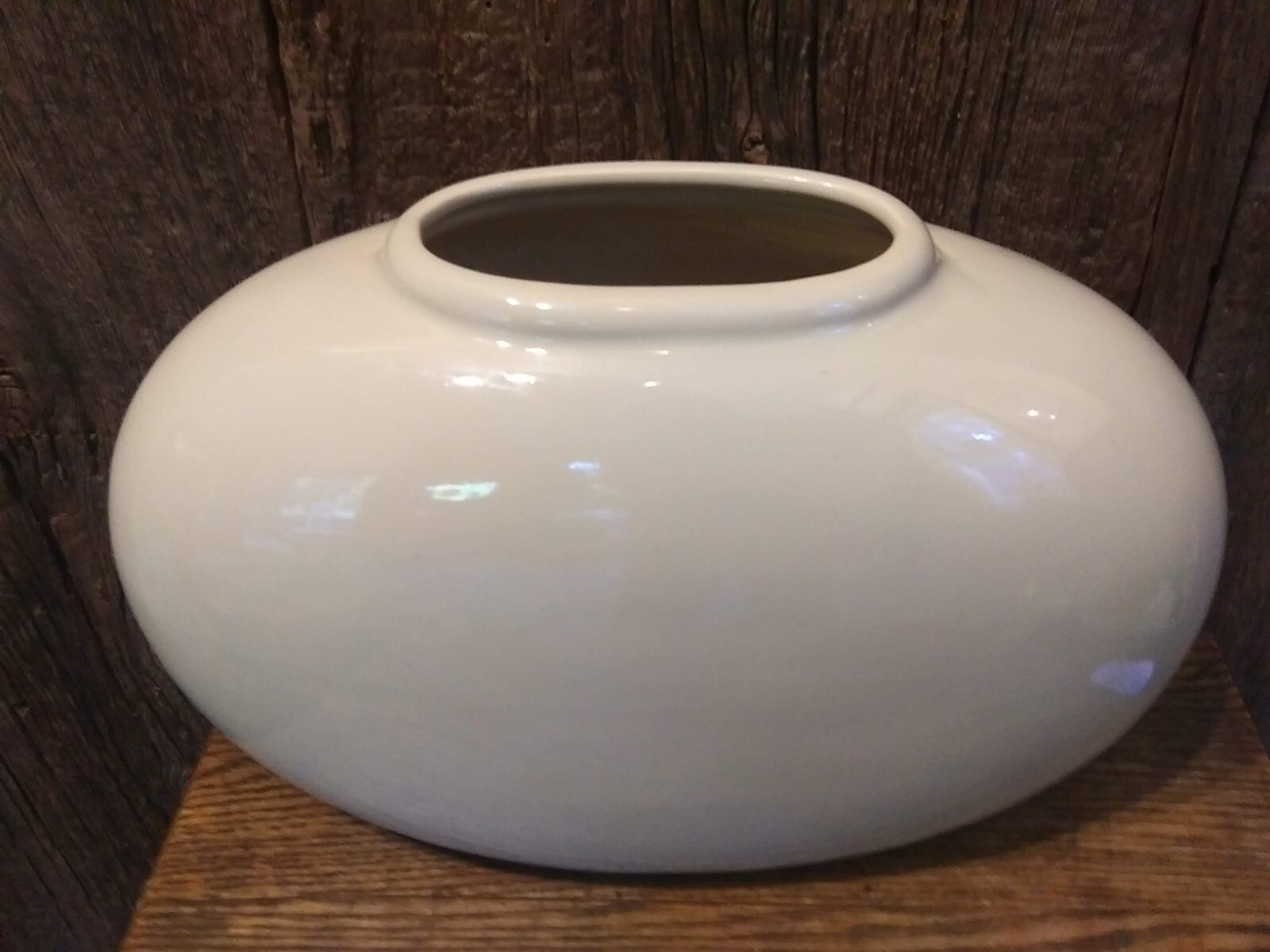 Royal Haeger Cream Off White Oval Oblong Glazed Large Ceramic Vase Planter 80’s