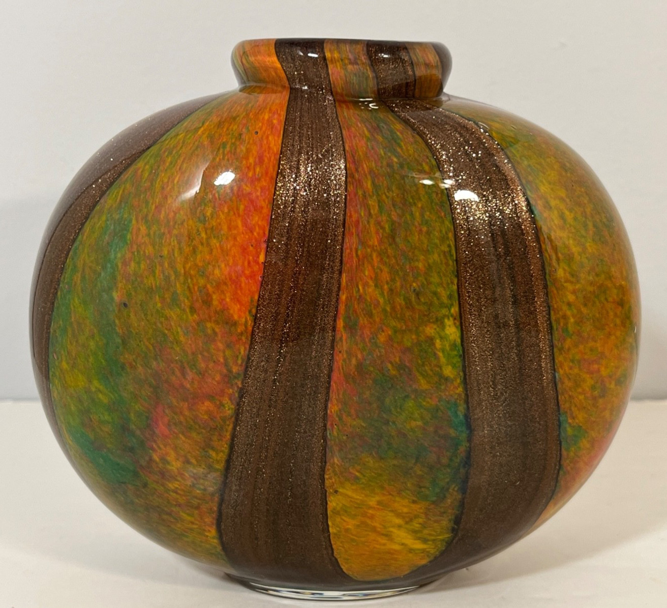 Dale Tiffany Hand Blown Brown Orange Gold Green Vase Perfume Bottle No Stopper