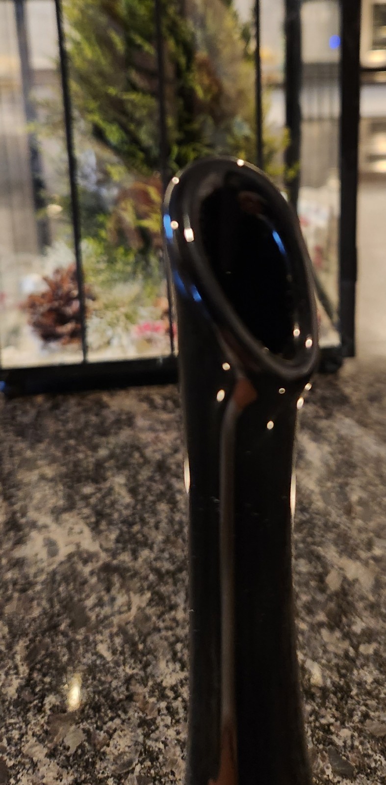 Vintage Fenton Glass Black Swung Pedestal Bud Vase MCM 9 1/4 Inch 1970’s