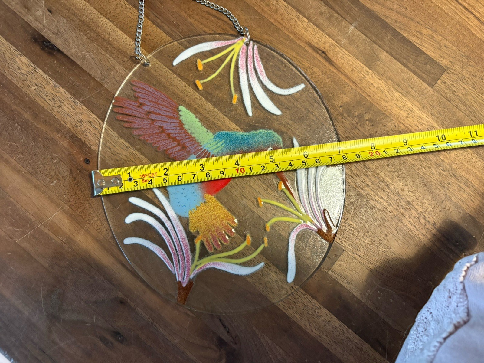Wm.McGrath HUMMINGBIRDS FEEDING Fused Art Decorative Glass Window Hanging Decor