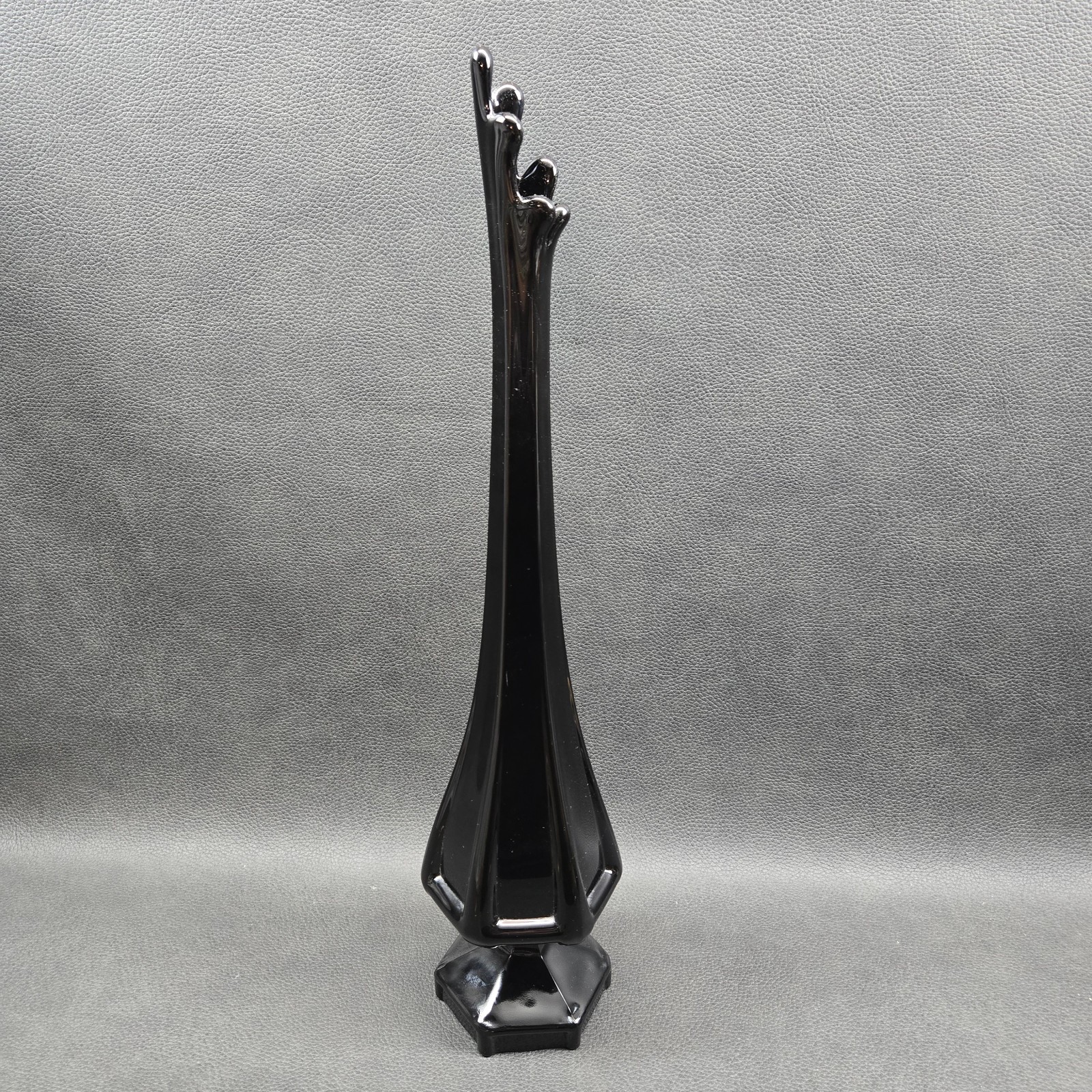 Viking Glass 19 Inch Epic Column 6 Sided Swung Vase in Rare Black Amethyst