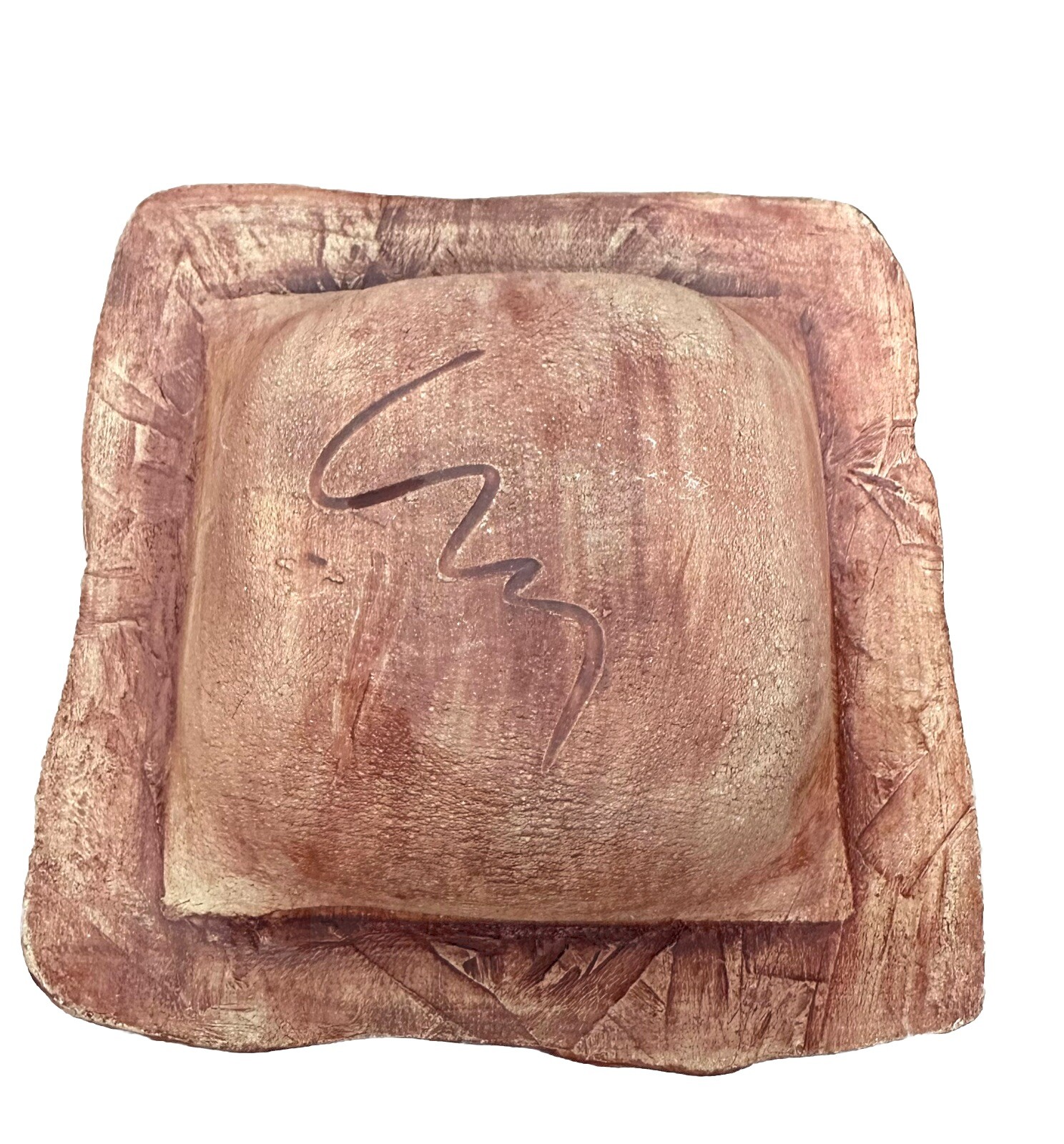 Ceramic & Glass Dish Square Artist Made Earthenware Signed