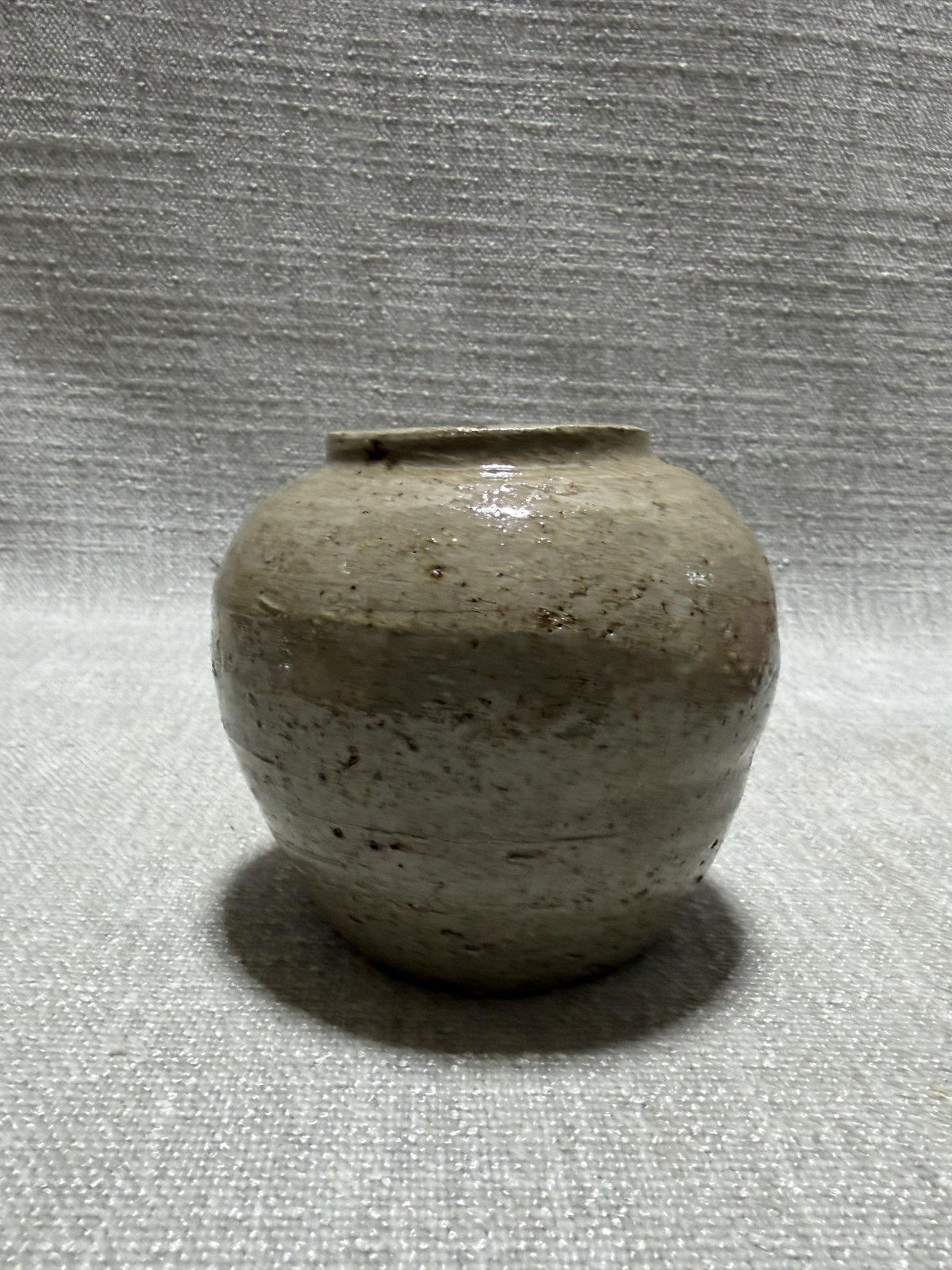 Handmade Beige Speckled Stoneware Art Pottery Vase Small Rustic Table Decor