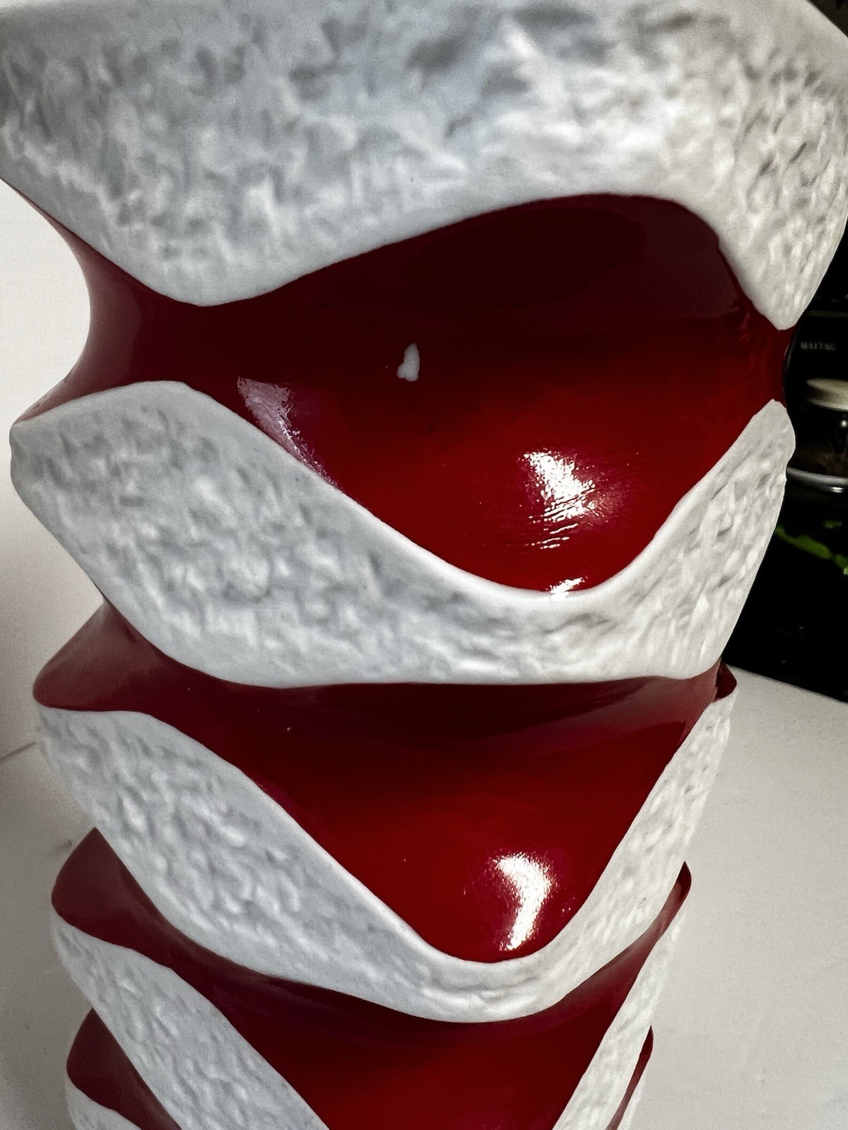 Vintage Royal Porzellan Bavaria KPM Germany Red White Brutalist MCM Pair 10” 8”