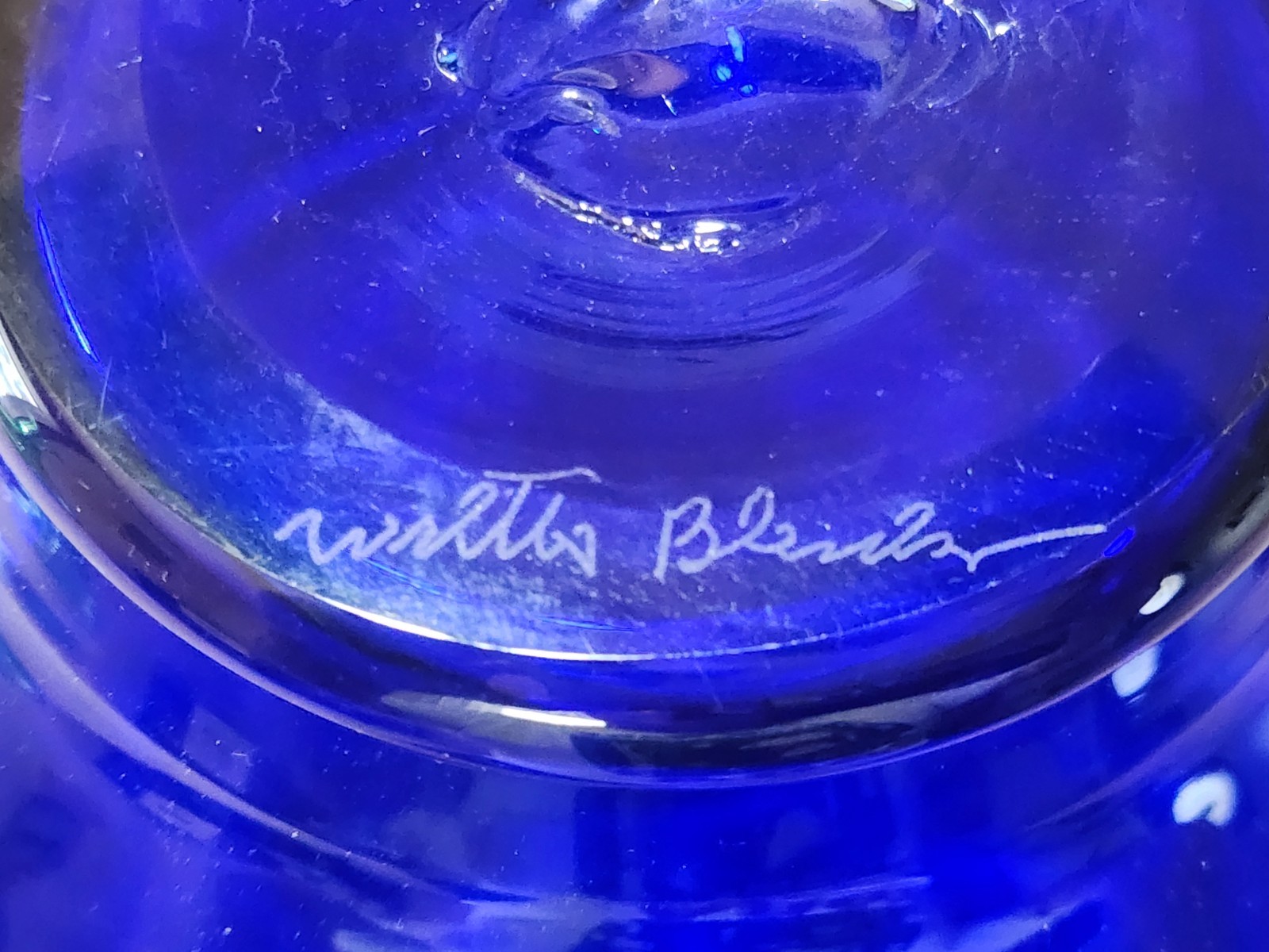 Blenko Glass Handblown Bowl Cobalt Blue Large Glass Signed 12″ x 12″ x 6″