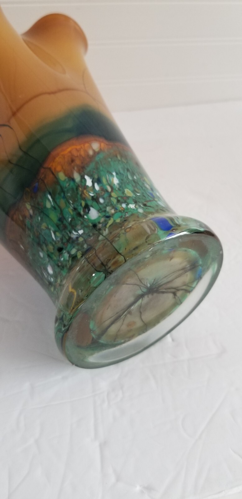 Romania Art Glass Vase 13″ Hand Signed by MIHAI TOPESCU