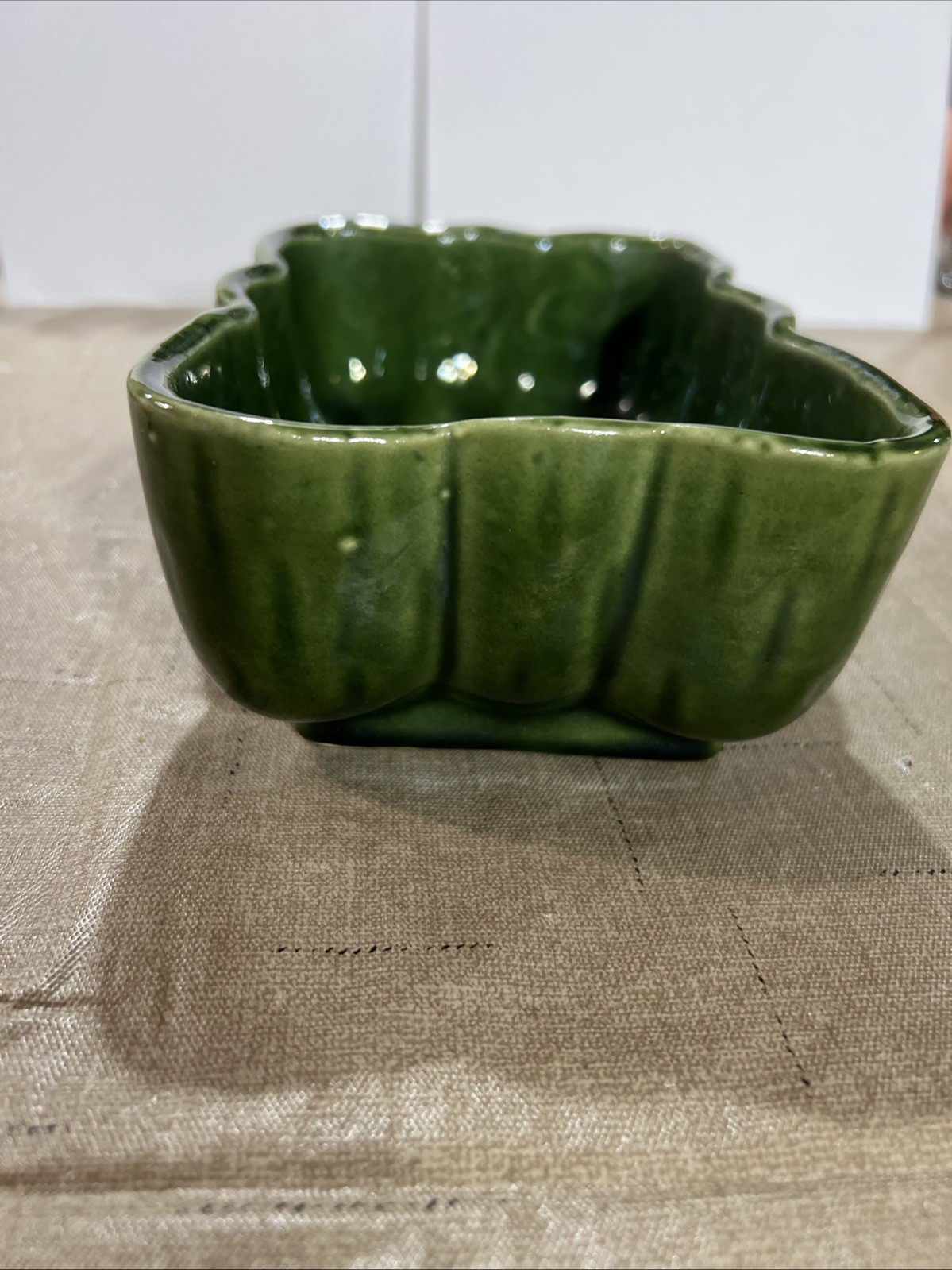Vintage UPCO Green Cactus Pottery Planter Rectangular 1057 Made in USA Glazed