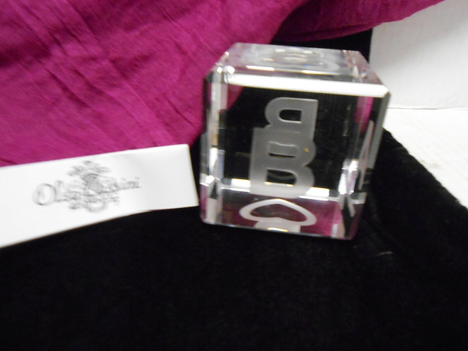 Oleg Cassini 2.25” BABY BLOCK Paperweight, optic crystal; NEW in box