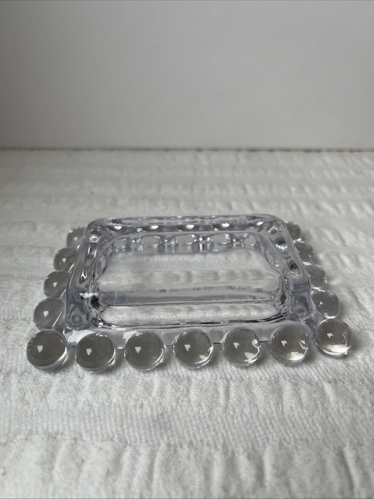 Imperial Glass Candlewick Rectangular Ashtray trinket dish 4″ Glass Bubble Edge