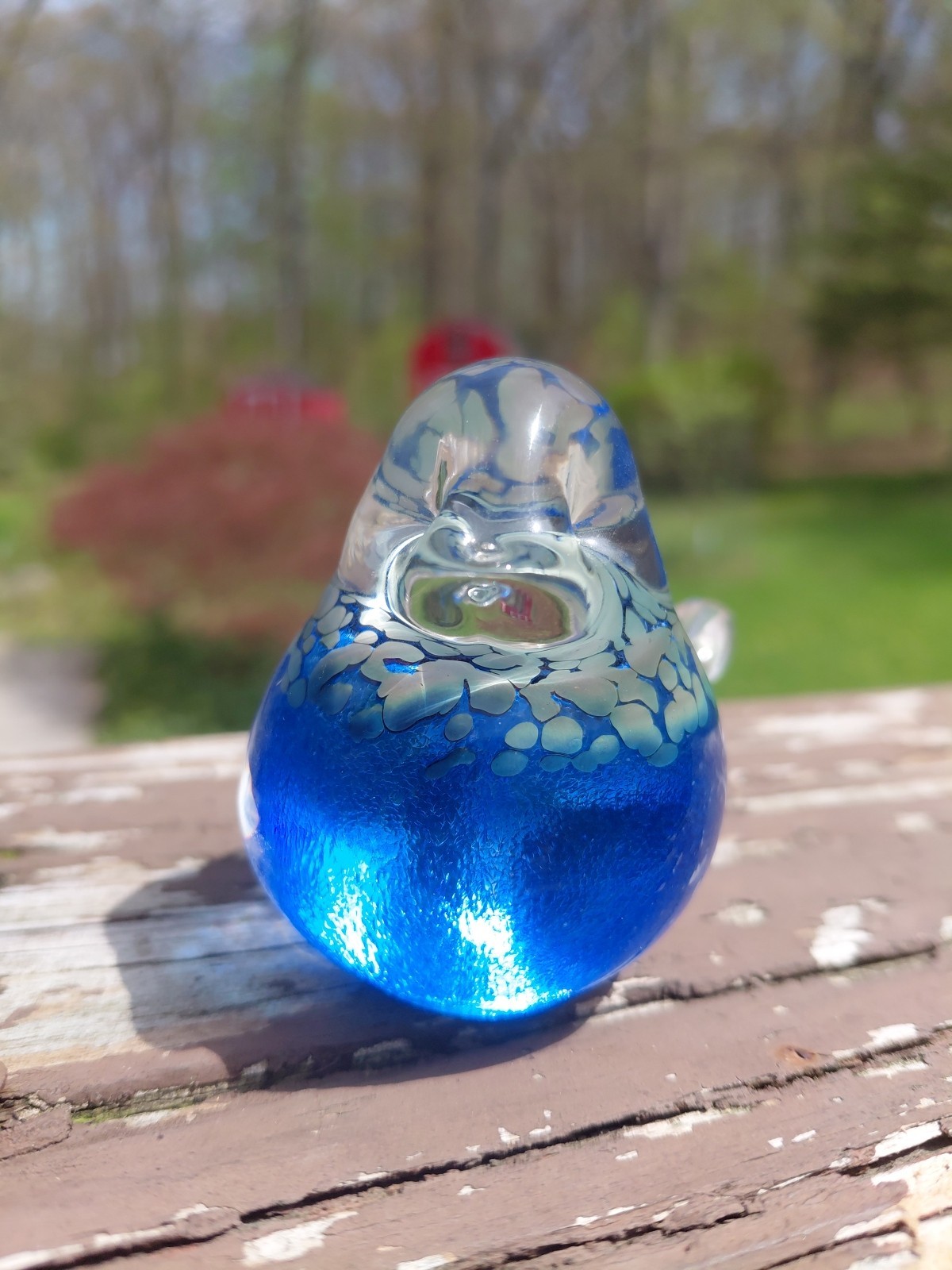 Bianco Blu Of Fiskars Village, Finland Sommerso Fine Art Blue Glass Bird