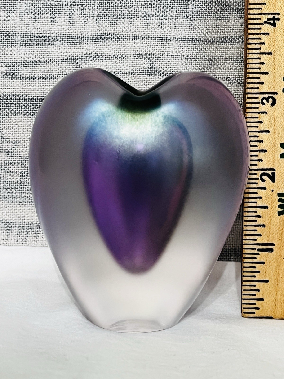 Vintage ZELLIQUE Studio Art Glass Iridescent Heart Amethyst PERFUME BOTTLE